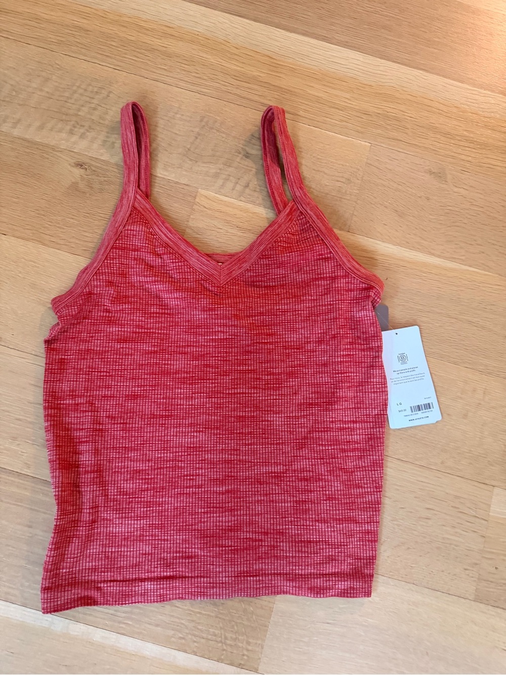 Ribbed V-Neck Red Tank Top